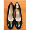 Image 6 : NEW Ferragamo Vara Dark Green Leather Flats Sz 10 B   (heel needs repair)
