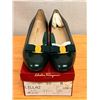 Image 9 : NEW Ferragamo Vara Dark Green Leather Flats Sz 10 B   (heel needs repair)