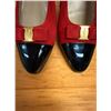 Image 7 : NEW Ferragamo Suede Patent Leather Flats, Red w/ Black, Sz 10B   (heel needs repair)