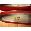 Image 8 : NEW Ferragamo Suede Patent Leather Flats, Red w/ Black, Sz 10B   (heel needs repair)