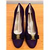 Image 6 : NEW Ferragamo Vara Suede Pumps, Plum, Sz 10C  (heel needs repair)