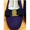 Image 7 : NEW Ferragamo Vara Suede Pumps, Plum, Sz 10C  (heel needs repair)