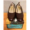 Image 1 : Used Ferragamo Brown Leather Slingback Pumps, Size 10