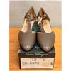 Image 1 : NEW Ferragamo Taupe Leather T-Strap Pumps, Size 10
