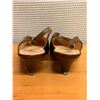 Image 3 : Used Ferragamo Brown Two-Tone Slingback Flats, Size 10