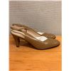 Image 2 : NEW Ferragamo Taupe Leather Slingback Pumps, Size 10