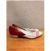 Image 2 : NEW Bally White & Red Leather Pointed Flats, Size 10