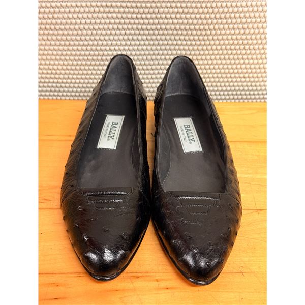 NEW Bally Black Textured Leather Pointed Flats, Size 10