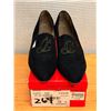 Image 1 : Used Charles Jourdan Black Suede Logo Loafers, Size 10