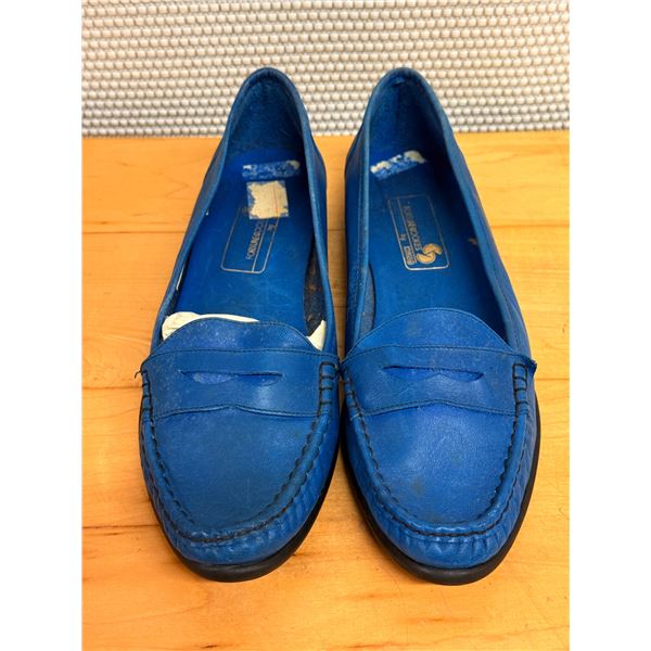 Used Koret of California Blue Leather Penny Loafers, Size 10