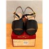 Image 1 : NEW Ferragamo Black Leather Open-Toe Sandals, Size 10