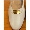 Image 7 : NEW Ferragamo White Leather Buckle Flats, Size 10