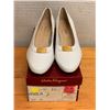 Image 9 : NEW Ferragamo White Leather Buckle Pumps, Size 10