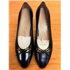 Image 7 : NEW Ferragamo Black Textured Leather Bow Flats, Size 10