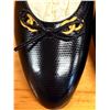 Image 8 : NEW Ferragamo Black Textured Leather Bow Flats, Size 10