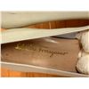 Image 9 : NEW Ferragamo Cream Textured Cap-Toe Flats, Size 10