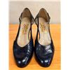 Image 7 : NEW Ferragamo Navy Leather Pumps w/ Ankle-Strap, Size 10