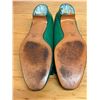 Image 3 : Used Ferragamo Green Leather Bow Pumps with Gold-Tone Hardware, Size 10