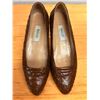 Image 5 : Used Bally Brown Ostrich-Embossed Leather Flats, Size 10
