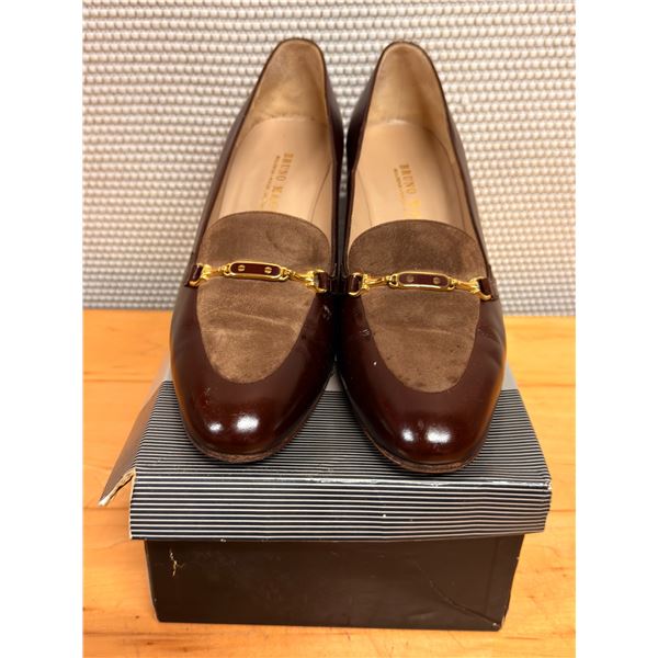 Used Bruno Magli Brown Leather & Suede Loafers, Size 10