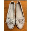 Image 6 : NEW Vintage White Leather Tassel Loafers, Size 10