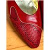 Image 8 : Used Chantal Red Leather & Snakeskin Pumps, Size 10