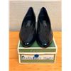 Image 1 : Used Mr. Seymour Navy Leather Pumps with Snakeskin Detail, Size 10