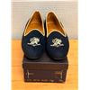 Image 1 : Used Ralph Lauren Navy Suede Monogram Loafers, Size 9.5B