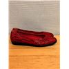 Image 2 : Used Ferragamo Red Snake-Embossed Leather Flats, Size 10