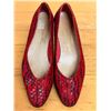 Image 4 : Used Ferragamo Red Snake-Embossed Leather Flats, Size 10