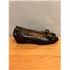 Image 2 : Used Ferragamo Vara Dark Brown Flats w/ Croc-Print Bow, Size 10B