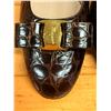 Image 8 : Used Ferragamo Vara Dark Brown Flats w/ Croc-Print Bow, Size 10B