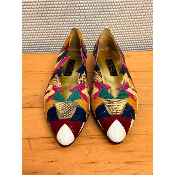 NEW Joan & David Black Print Calf Slip-On Loafers, Size 10M, Retail $185