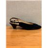 Image 2 : Used Ferragamo Black Suede & Patent Slingbacks, Size 10B