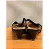 Image 3 : Used Ferragamo Black Suede & Patent Slingbacks, Size 10B