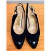 Image 7 : Used Ferragamo Black Suede & Patent Slingbacks, Size 10B
