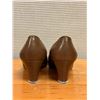 Image 3 : Used Ferragamo Taupe Leather Bow Flats, Size 10B