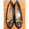 Image 7 : Used Ferragamo Taupe Leather Bow Flats, Size 10B