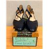 Image 1 : Used Ferragamo Navy Leather Shoes w/ Mary Jane Heels, Size 10B