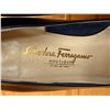 Image 9 : Used Ferragamo Black Calfskin “Lillaz” Bow Pumps, Size 10B