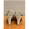 Image 10 : Used Ferragamo White Leather Peep-Toe Slingback Shoes, Size 9.5B