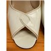 Image 8 : Used Ferragamo White Leather Peep-Toe Slingback Shoes, Size 9.5B