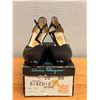 Image 1 : Used Ferragamo Black Leather T-Strap Pumps, Size 10A
