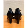 Image 3 : Used Ferragamo Black Leather T-Strap Pumps, Size 10A