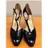 Image 7 : Used Ferragamo Black Leather T-Strap Pumps, Size 10A