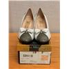 Image 1 : Used Ferragamo White & Grey Lizard-Cap Pumps, Size 10B
