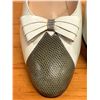 Image 8 : Used Ferragamo White & Grey Lizard-Cap Pumps, Size 10B