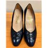 Image 11 : Used Ferragamo Navy Calf Leather Pumps w/ Embossed Detail, Size 10B