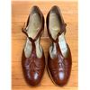 Image 7 : Used Ferragamo Brown Leather T-Strap Flats, Size 10B