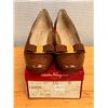 Image 1 : Used Ferragamo Tan Lizard-Embossed Vara Flats, Size 10B